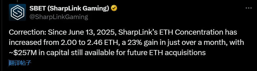 SharpLink Gaming披露以太坊增持进展及后续资金储备