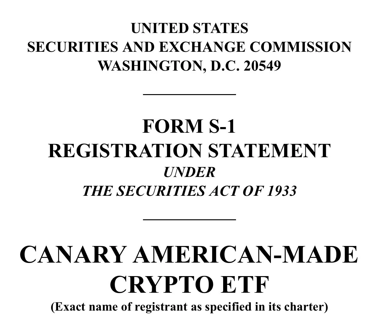 彭博分析师披露Canary American-Made Crypto ETF申请细节