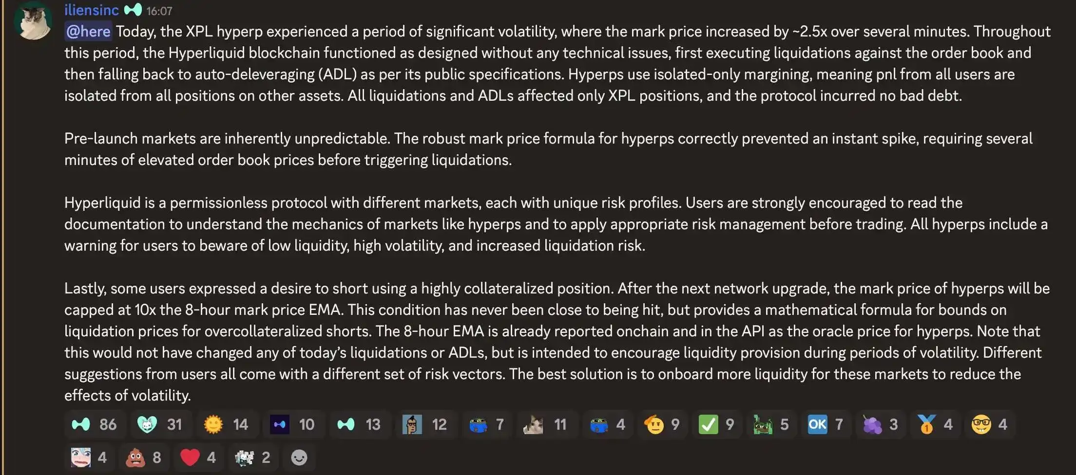 Hyperliquid回应XPL套保狙击事件并计划实施价格管控
