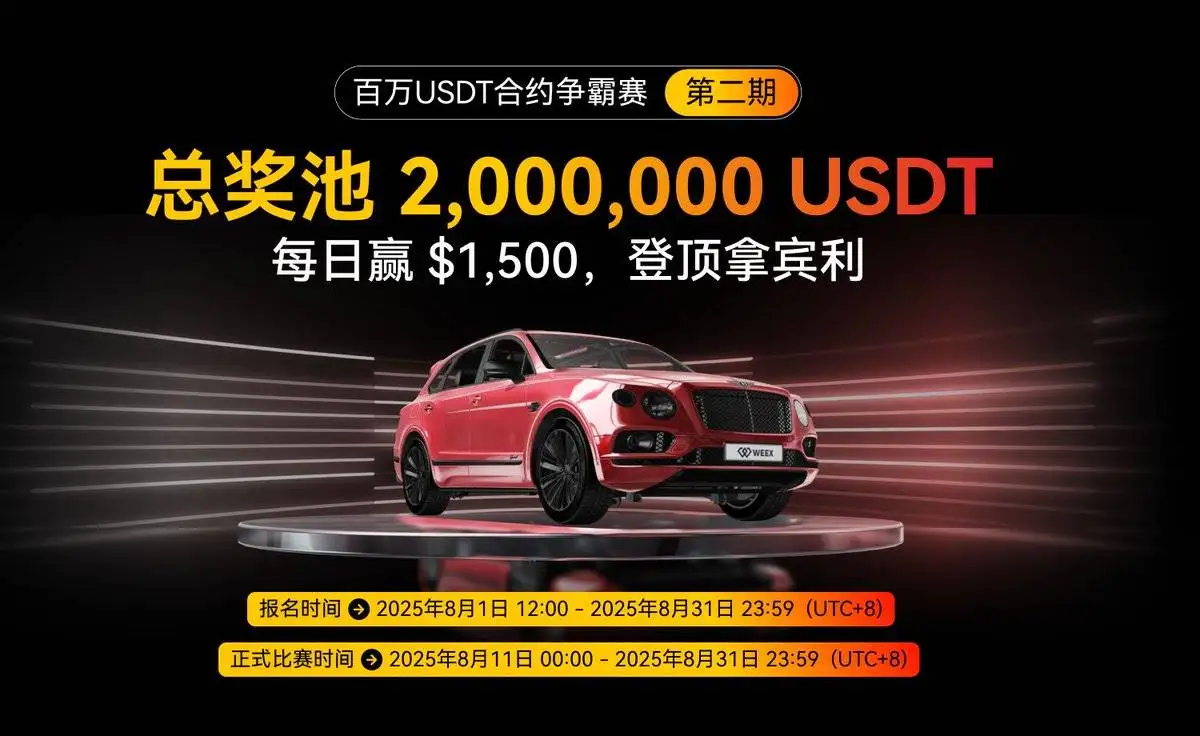 WEEX唯客交易所第二期合约争霸赛倒计时3天，总奖池200万USDT